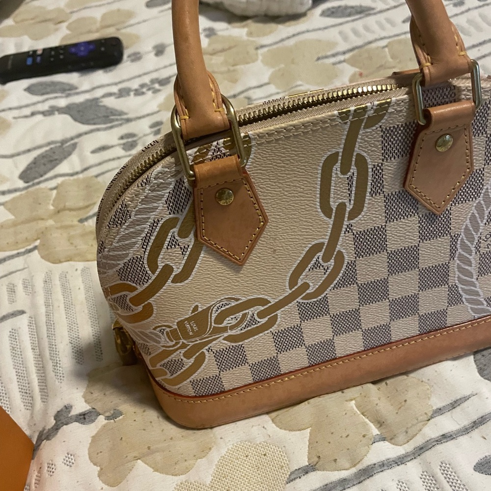 Louis Vuitton Tan and Cream Checkered Mini Bag